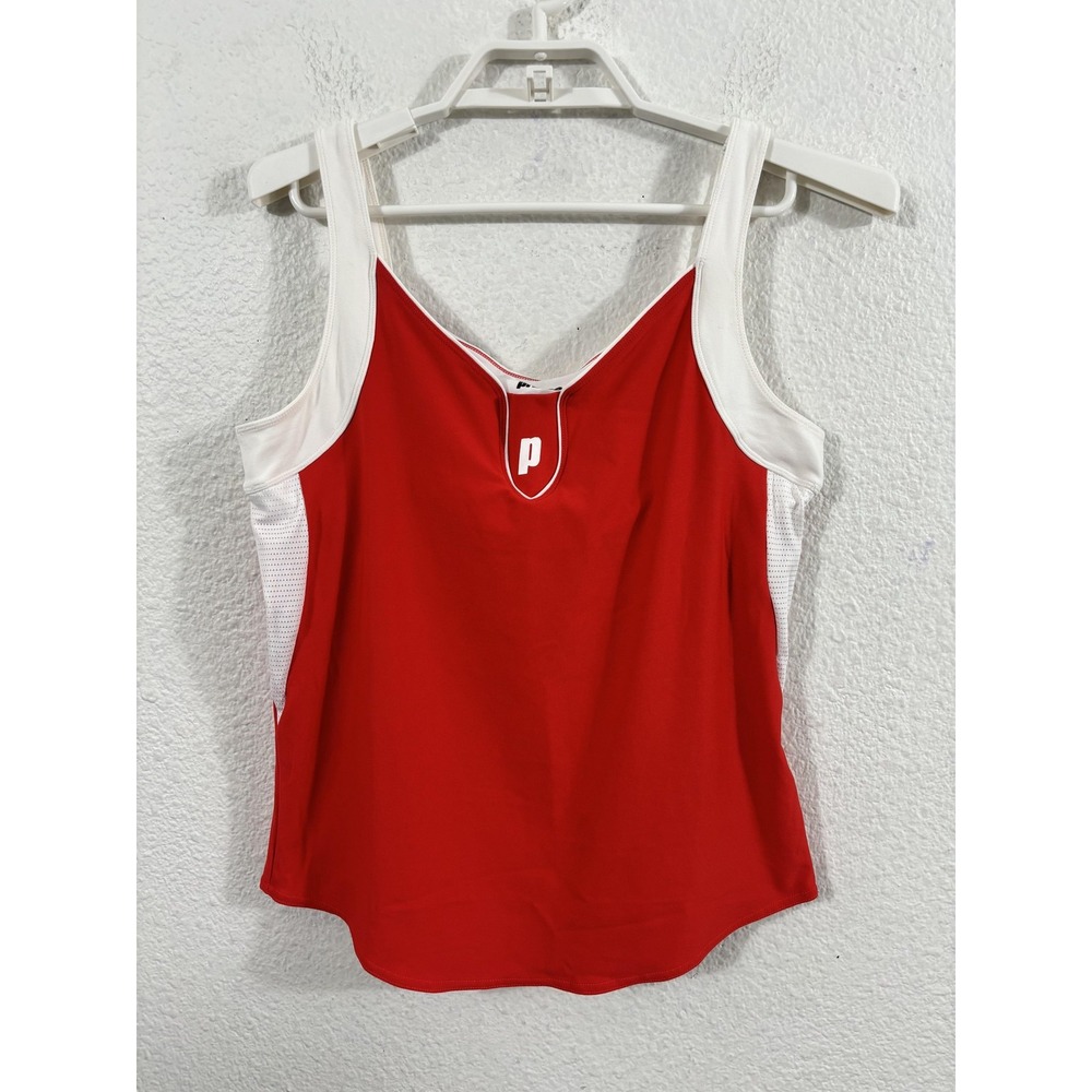 Prince Tank Top Shirt Fits like a Medium Red‎ White Athletic Tennis Sleeveless